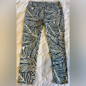 J.McLaughlin Size 14 Lexi Jean Monstera Leaf Blue and White